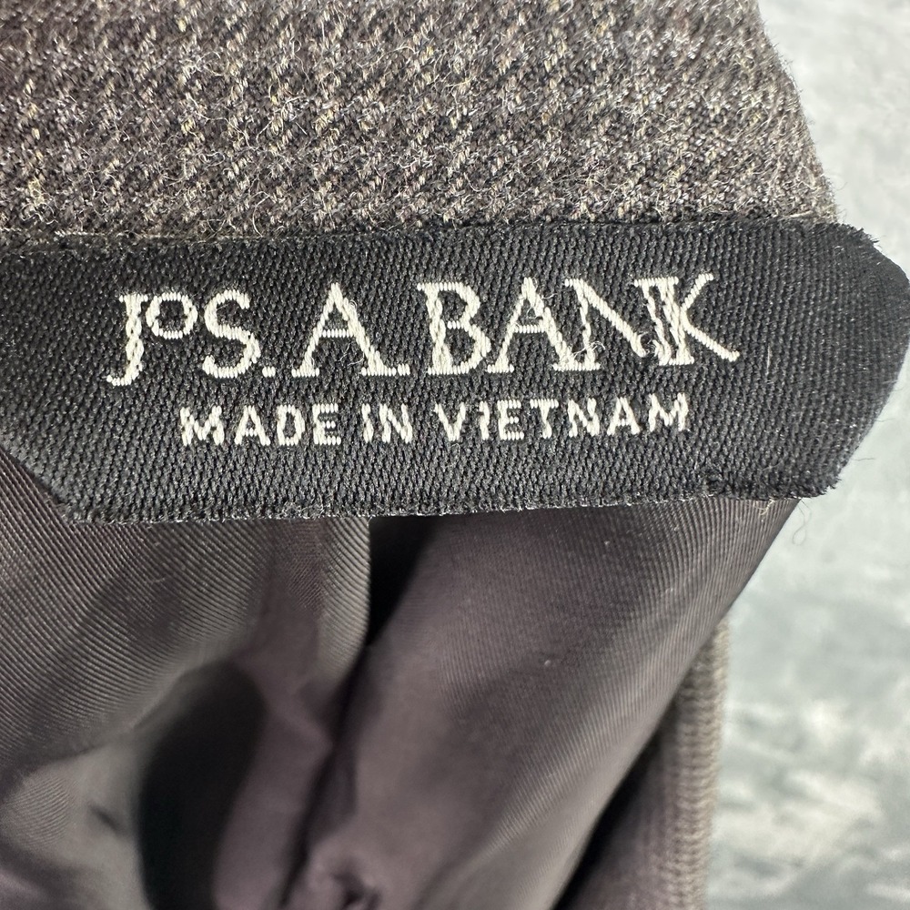 Jos A Bank Sport Coat 46L Wool Cashmere Brown Houndstooth Blazer Mens - Picture 7 of 9